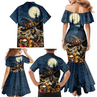Happy Walpurgis Night Family Matching Mermaid Dress and Hawaiian Shirt Skull Witch Spooky Style
