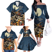 Happy Walpurgis Night Family Matching Off The Shoulder Long Sleeve Dress and Hawaiian Shirt Skull Witch Spooky Style