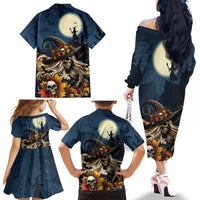 Happy Walpurgis Night Family Matching Off The Shoulder Long Sleeve Dress and Hawaiian Shirt Skull Witch Spooky Style