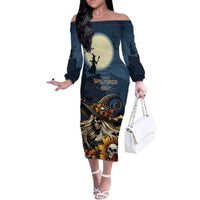 Happy Walpurgis Night Family Matching Off The Shoulder Long Sleeve Dress and Hawaiian Shirt Skull Witch Spooky Style