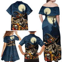 Happy Walpurgis Night Family Matching Off Shoulder Maxi Dress and Hawaiian Shirt Skull Witch Spooky Style