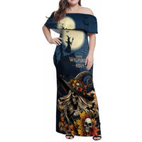 Happy Walpurgis Night Family Matching Off Shoulder Maxi Dress and Hawaiian Shirt Skull Witch Spooky Style