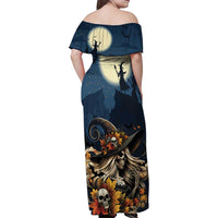 Happy Walpurgis Night Family Matching Off Shoulder Maxi Dress and Hawaiian Shirt Skull Witch Spooky Style
