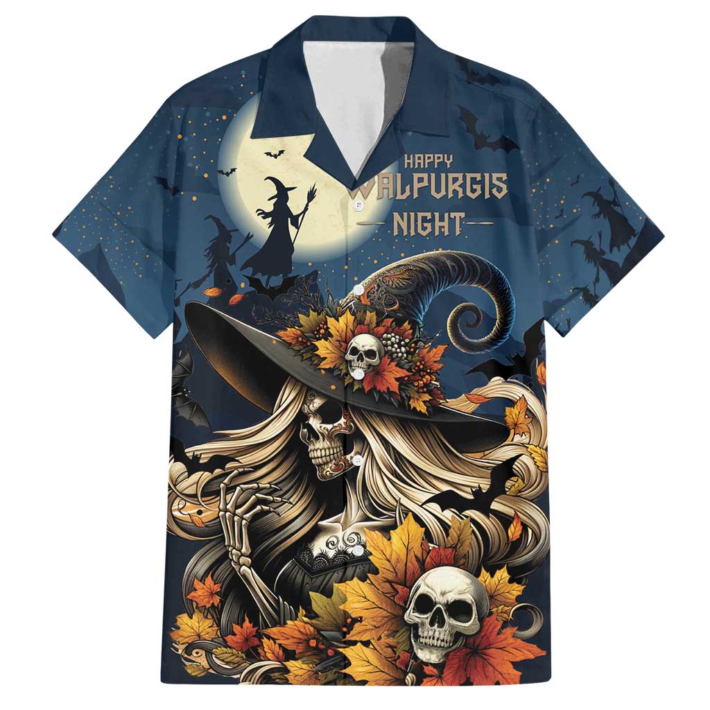 Happy Walpurgis Night Family Matching Off Shoulder Short Dress and Hawaiian Shirt Skull Witch Spooky Style
