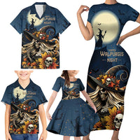 Happy Walpurgis Night Family Matching Short Sleeve Bodycon Dress and Hawaiian Shirt Skull Witch Spooky Style
