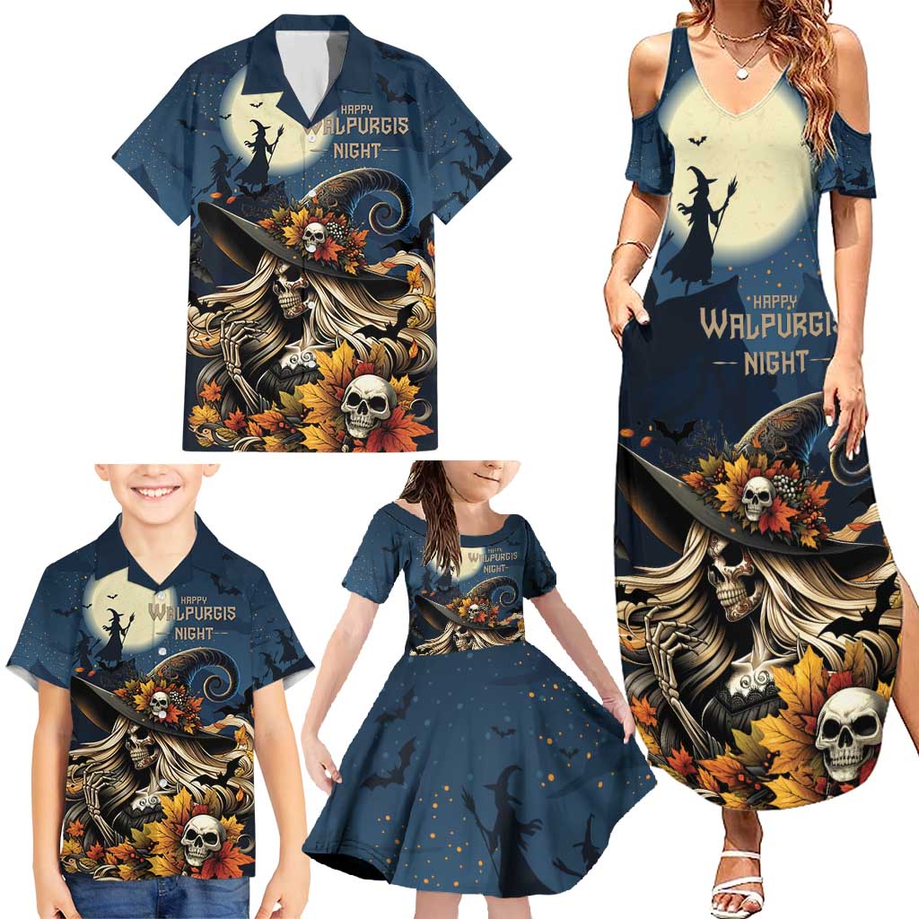 Happy Walpurgis Night Family Matching Summer Maxi Dress and Hawaiian Shirt Skull Witch Spooky Style
