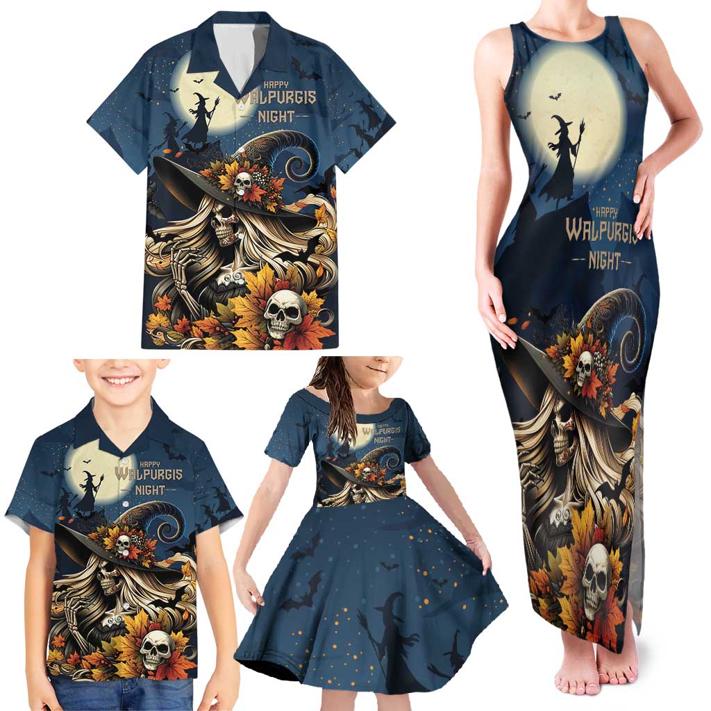 Happy Walpurgis Night Family Matching Tank Maxi Dress and Hawaiian Shirt Skull Witch Spooky Style
