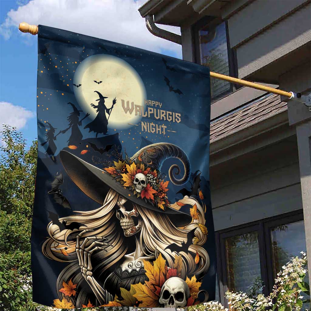 Happy Walpurgis Night Garden Flag Skull Witch Spooky Style