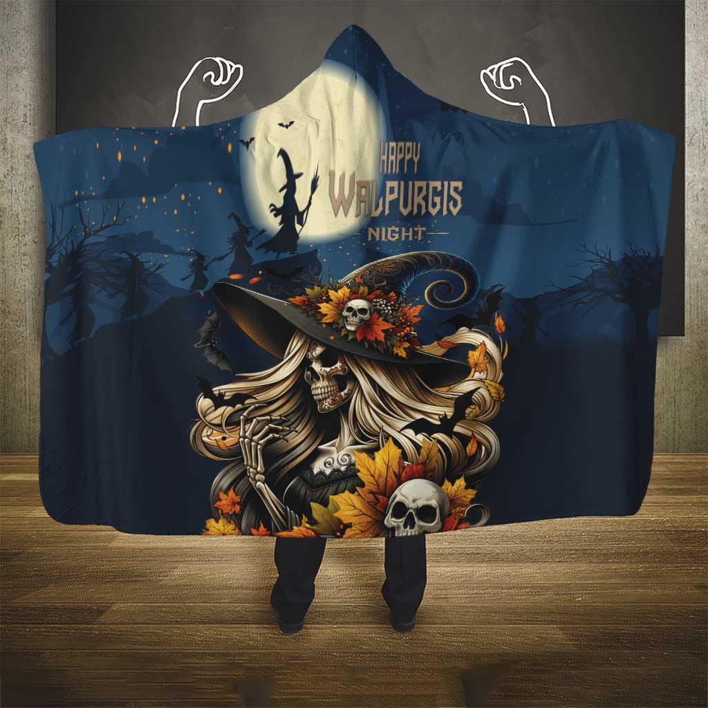 Happy Walpurgis Night Hooded Blanket Skull Witch Spooky Style