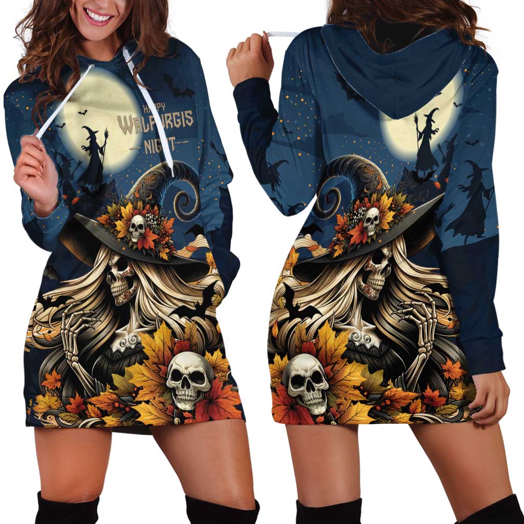 Happy Walpurgis Night Hoodie Dress Skull Witch Spooky Style