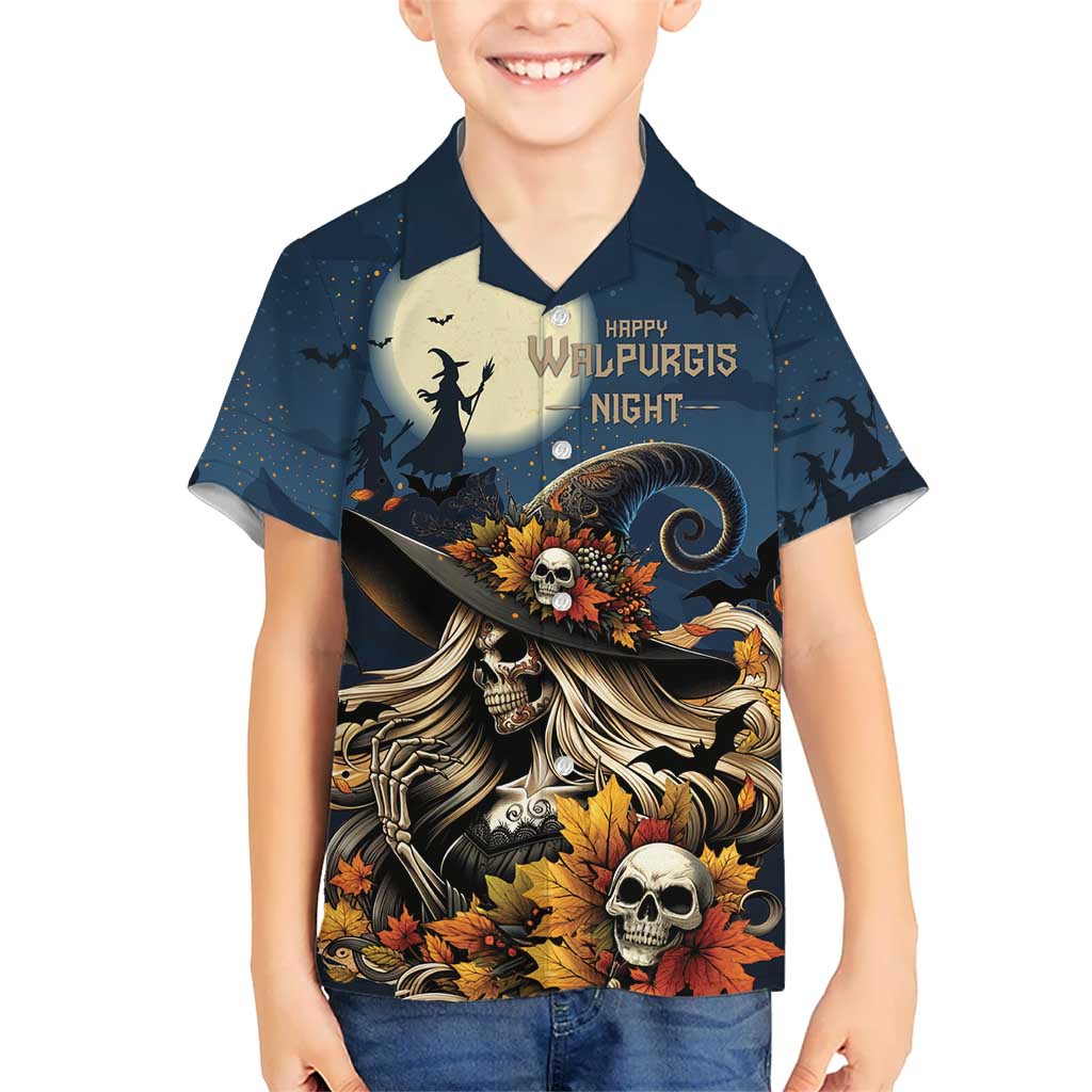 Happy Walpurgis Night Kid Hawaiian Shirt Skull Witch Spooky Style
