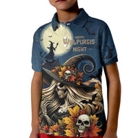 Happy Walpurgis Night Kid Polo Shirt Skull Witch Spooky Style