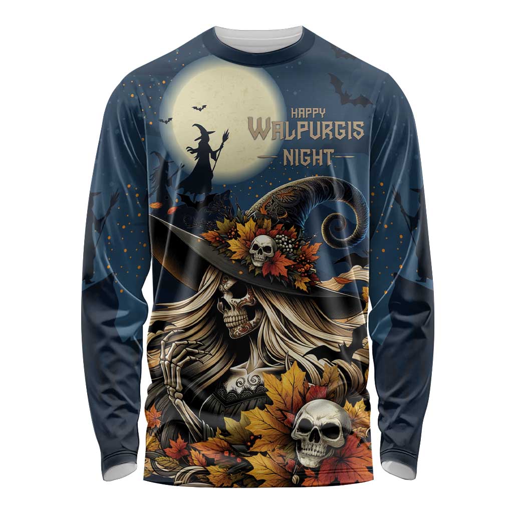 Happy Walpurgis Night Long Sleeve Shirt Skull Witch Spooky Style