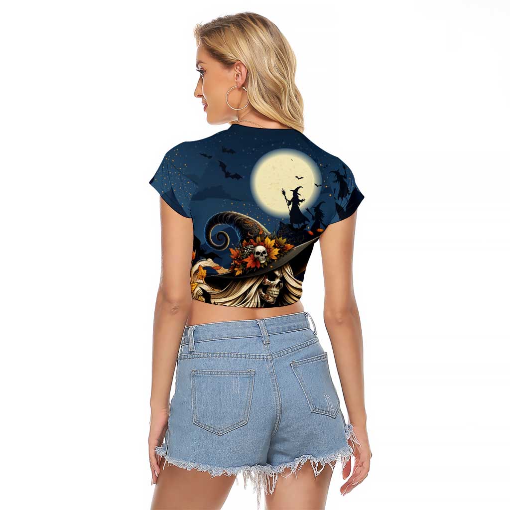 Happy Walpurgis Night Raglan Cropped T Shirt Skull Witch Spooky Style