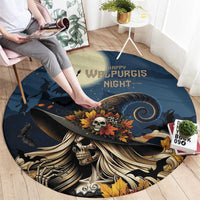 Happy Walpurgis Night Round Carpet Skull Witch Spooky Style
