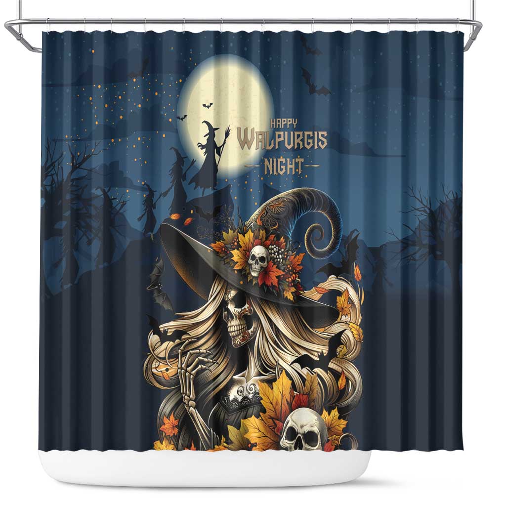 Happy Walpurgis Night Shower Curtain Skull Witch Spooky Style