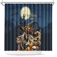 Happy Walpurgis Night Shower Curtain Skull Witch Spooky Style