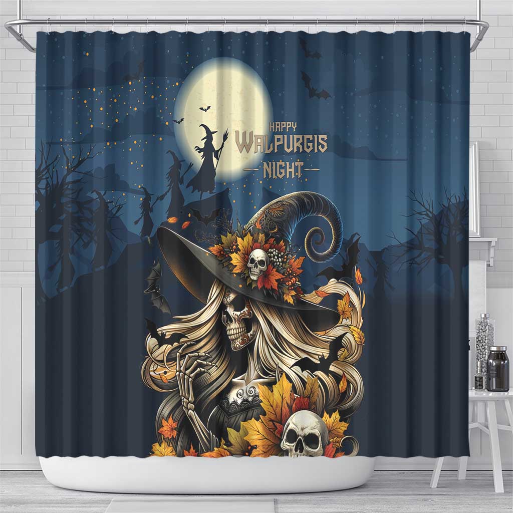 Happy Walpurgis Night Shower Curtain Skull Witch Spooky Style