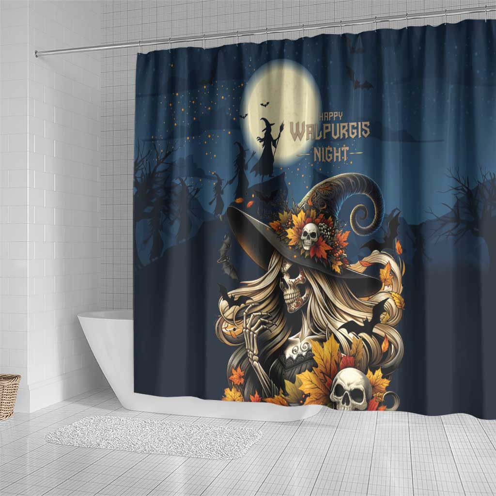 Happy Walpurgis Night Shower Curtain Skull Witch Spooky Style