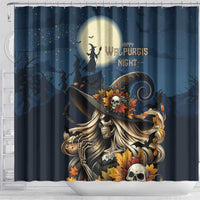 Happy Walpurgis Night Shower Curtain Skull Witch Spooky Style