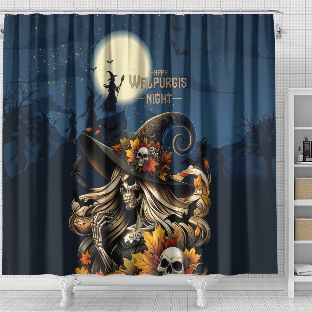 Happy Walpurgis Night Shower Curtain Skull Witch Spooky Style