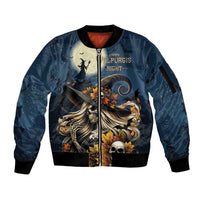Happy Walpurgis Night Sleeve Zip Bomber Jacket Skull Witch Spooky Style