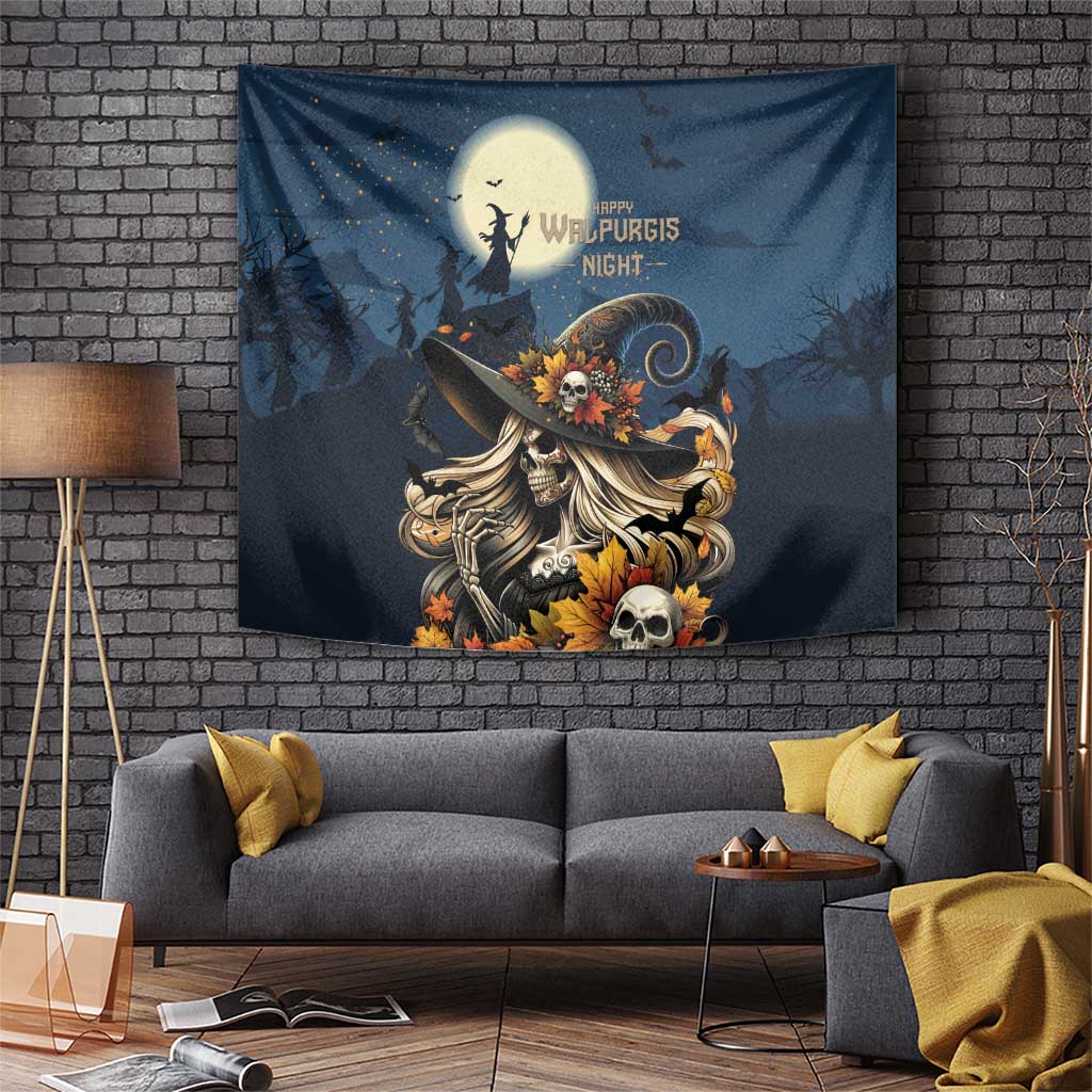 Happy Walpurgis Night Tapestry Skull Witch Spooky Style