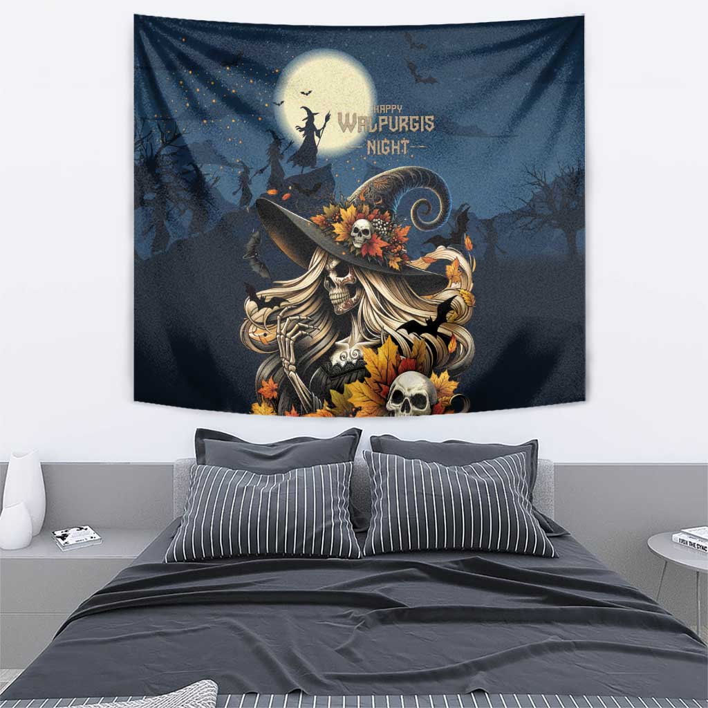 Happy Walpurgis Night Tapestry Skull Witch Spooky Style