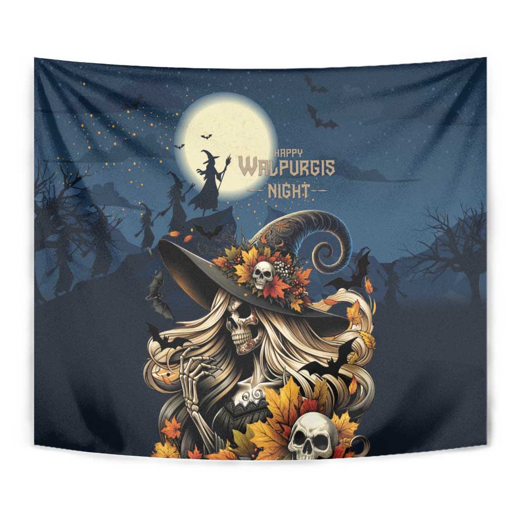Happy Walpurgis Night Tapestry Skull Witch Spooky Style