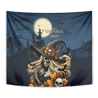 Happy Walpurgis Night Tapestry Skull Witch Spooky Style