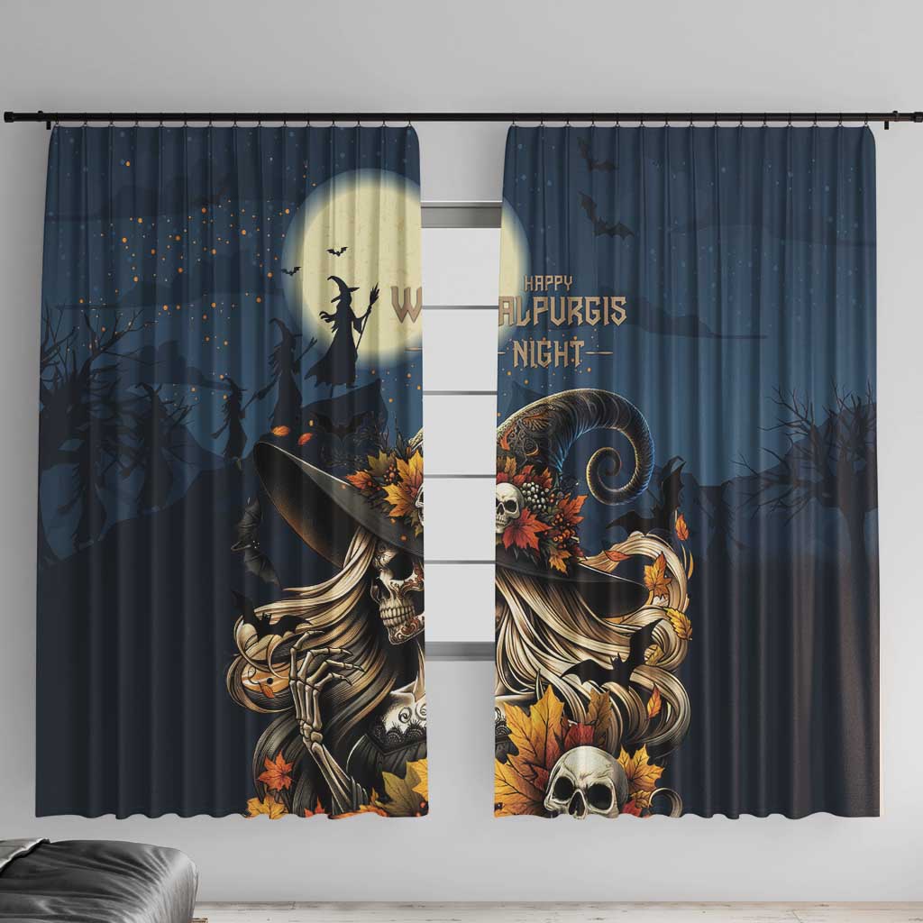 Happy Walpurgis Night Window Curtain Skull Witch Spooky Style