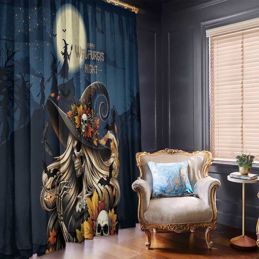 Happy Walpurgis Night Window Curtain Skull Witch Spooky Style