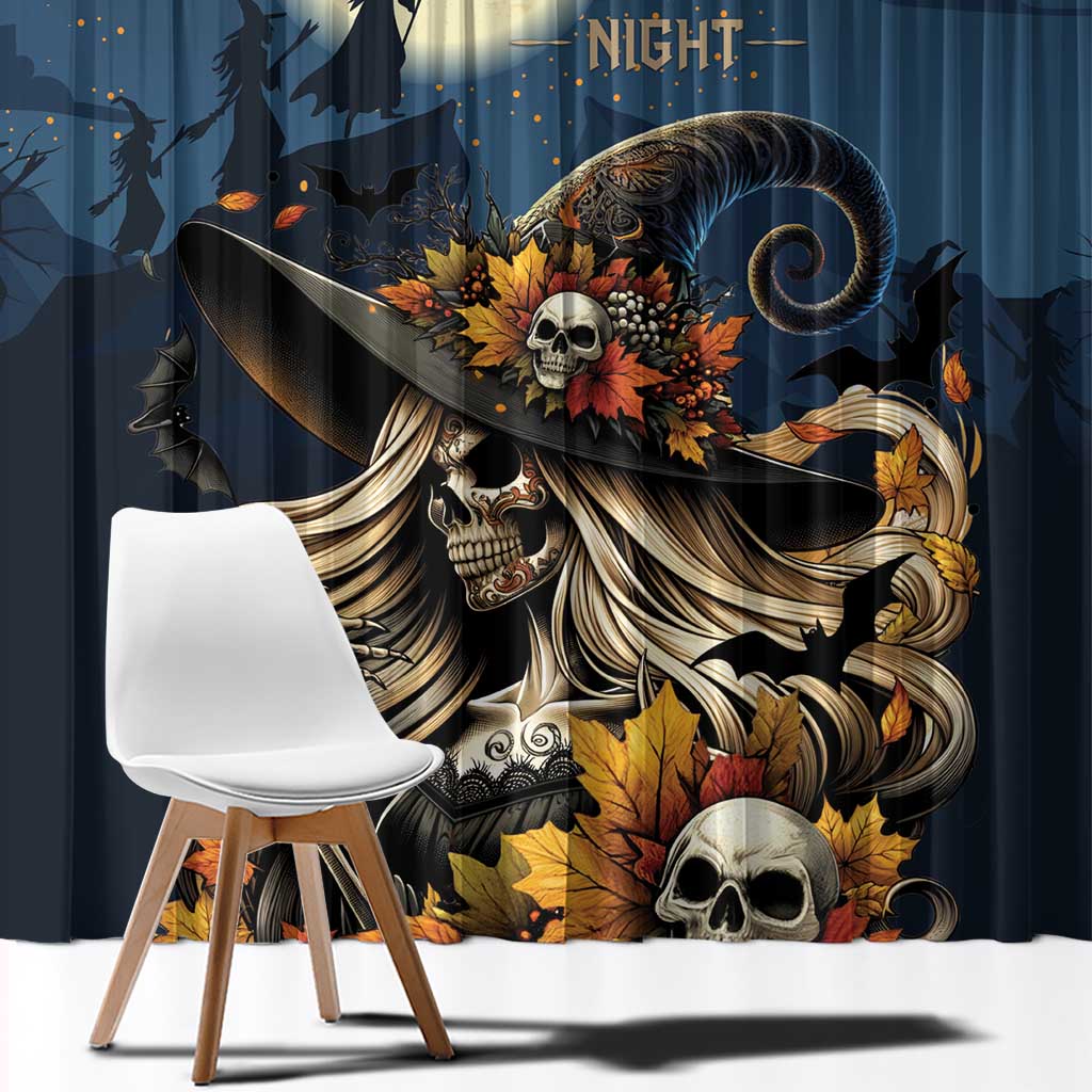 Happy Walpurgis Night Window Curtain Skull Witch Spooky Style