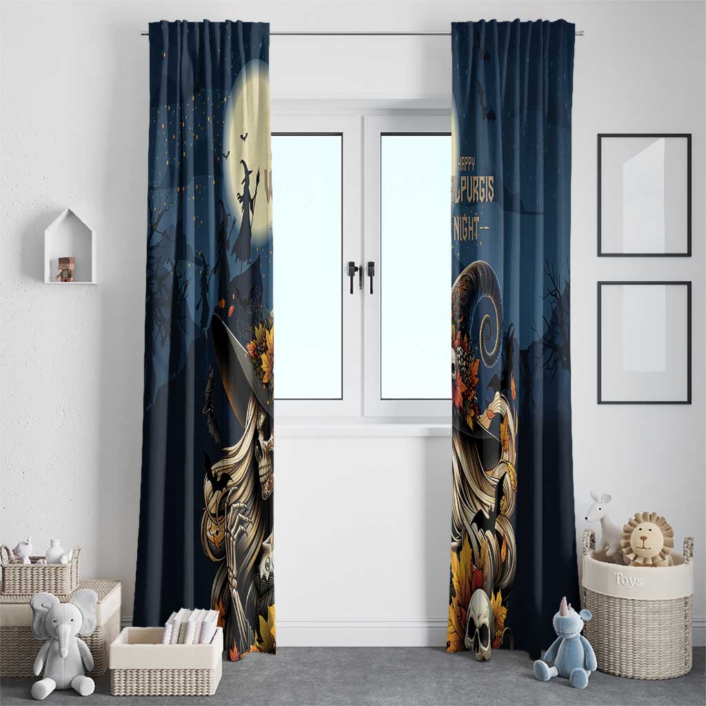 Happy Walpurgis Night Window Curtain Skull Witch Spooky Style