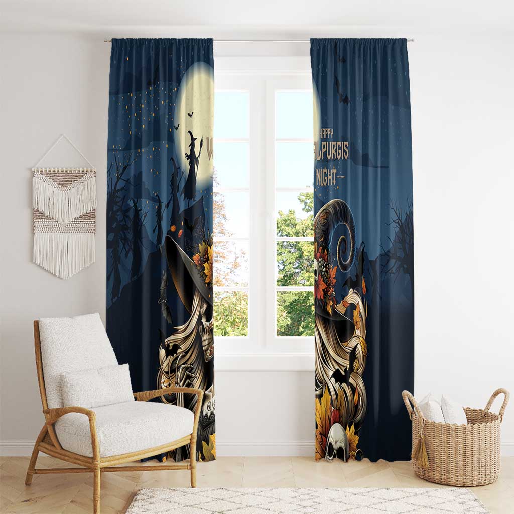 Happy Walpurgis Night Window Curtain Skull Witch Spooky Style