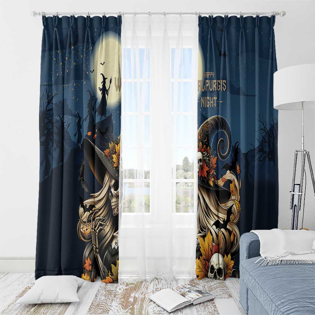 Happy Walpurgis Night Window Curtain Skull Witch Spooky Style