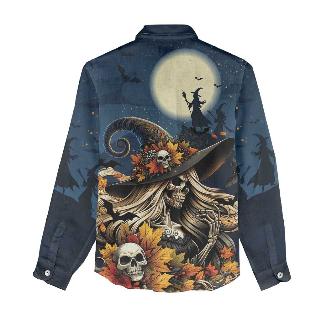 Happy Walpurgis Night Women Casual Shirt Skull Witch Spooky Style