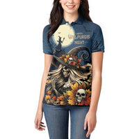 Happy Walpurgis Night Women Polo Shirt Skull Witch Spooky Style