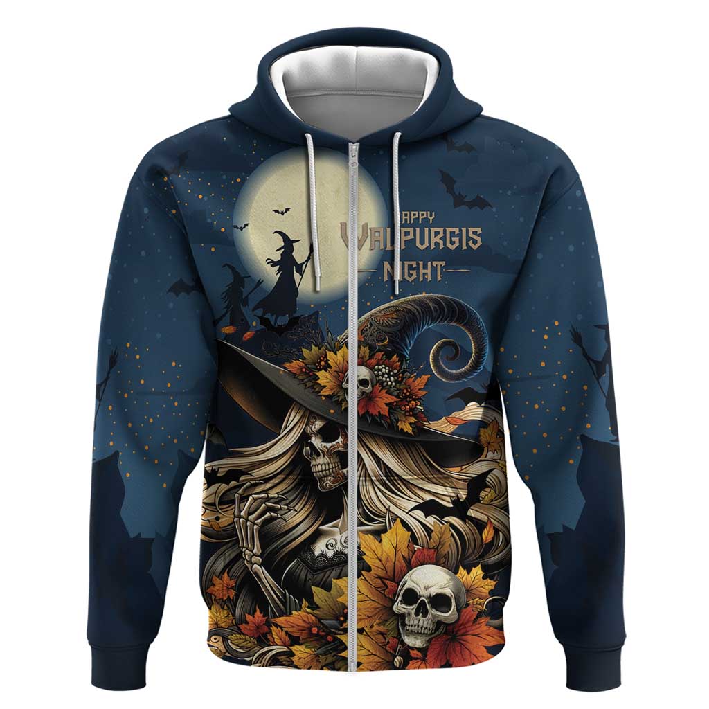 Happy Walpurgis Night Zip Hoodie Skull Witch Spooky Style