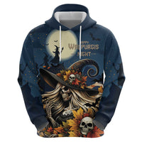 Happy Walpurgis Night Zip Hoodie Skull Witch Spooky Style