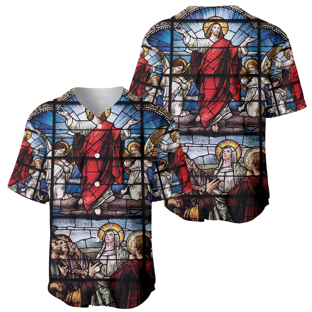 Happy Ascension Day Baseball Jersey Ascension Of Jesus Christ Stained Glass Windows