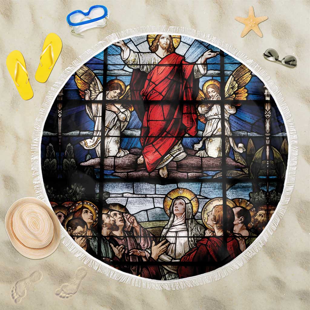 Happy Ascension Day Beach Blanket Ascension Of Jesus Christ Stained Glass Windows