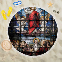 Happy Ascension Day Beach Blanket Ascension Of Jesus Christ Stained Glass Windows