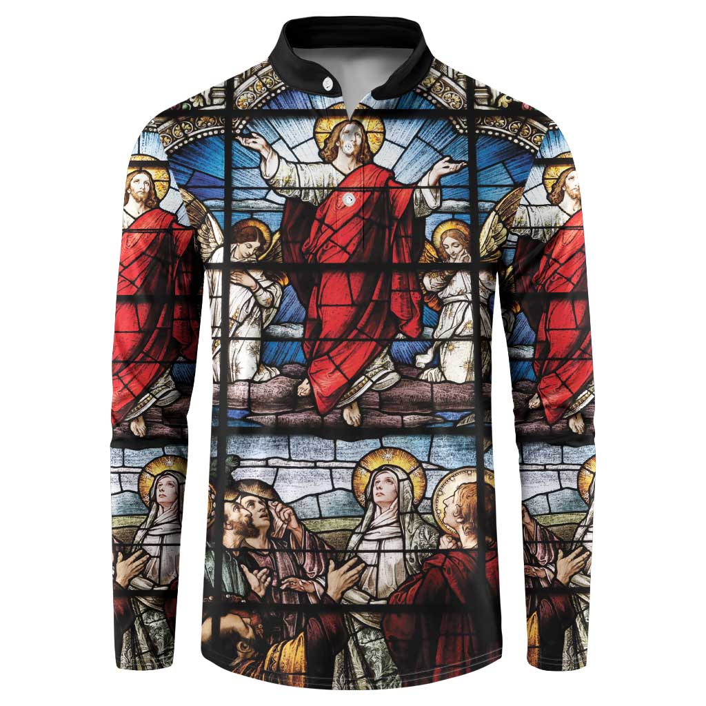 Happy Ascension Day Button Sweatshirt Ascension Of Jesus Christ Stained Glass Windows