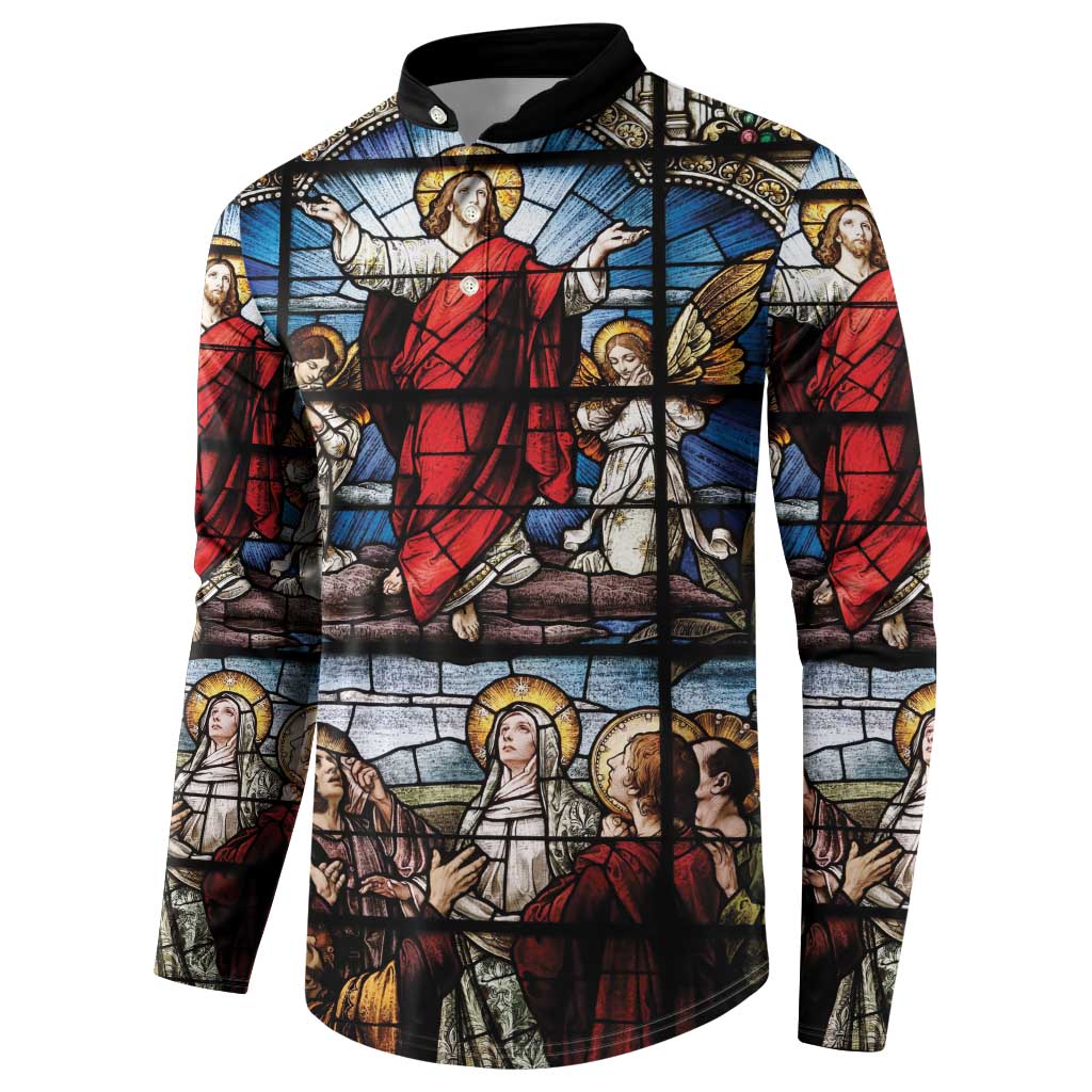 Happy Ascension Day Button Sweatshirt Ascension Of Jesus Christ Stained Glass Windows