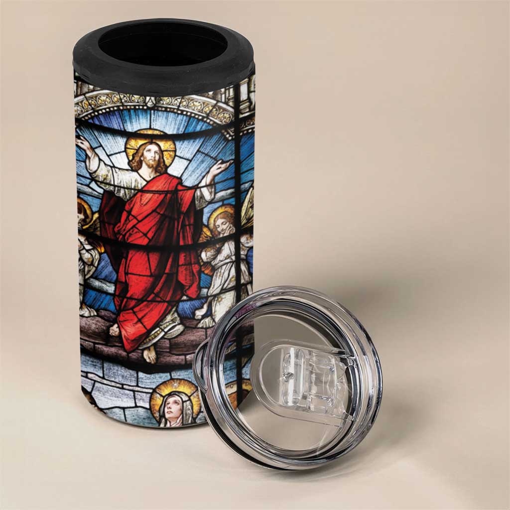Happy Ascension Day 4 in 1 Can Cooler Tumbler Ascension Of Jesus Christ Stained Glass Windows
