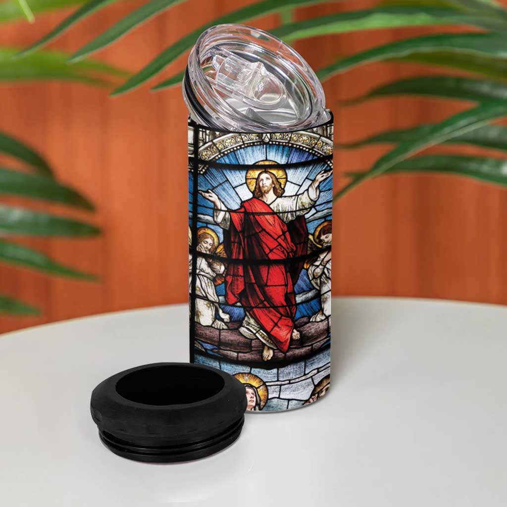 Happy Ascension Day 4 in 1 Can Cooler Tumbler Ascension Of Jesus Christ Stained Glass Windows