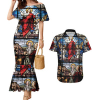 Happy Ascension Day Couples Matching Mermaid Dress and Hawaiian Shirt Ascension Of Jesus Christ Stained Glass Windows