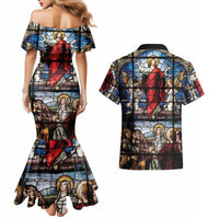 Happy Ascension Day Couples Matching Mermaid Dress and Hawaiian Shirt Ascension Of Jesus Christ Stained Glass Windows