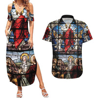Happy Ascension Day Couples Matching Summer Maxi Dress and Hawaiian Shirt Ascension Of Jesus Christ Stained Glass Windows